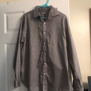 Gray long sleeve button up shirt